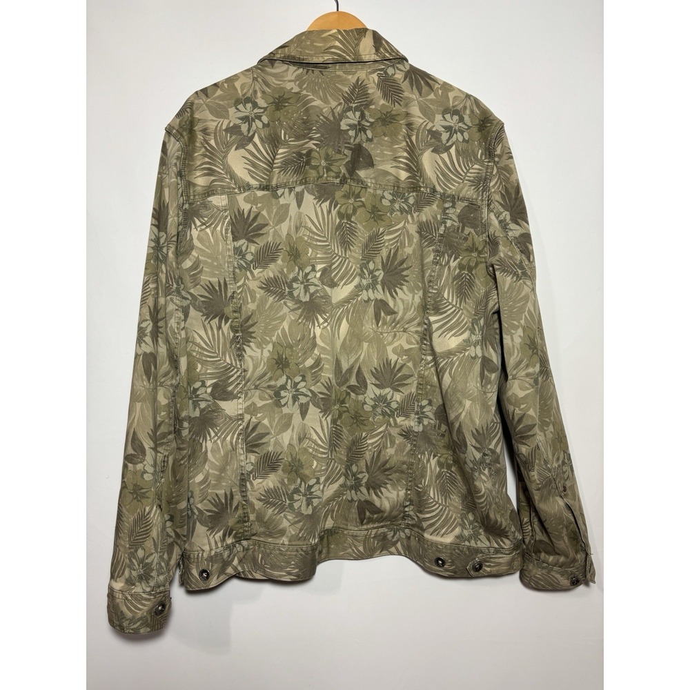 Tommy Bahama Mens XXLT Tea Leaf Camo Print Trucker Jacket Olive Green Safari - Picture 4 of 11
